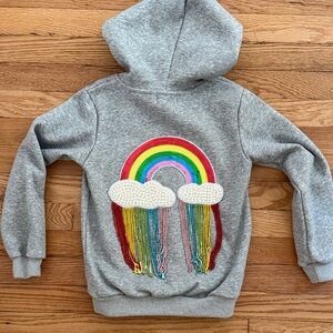 Lola + The Boys Gray Hoodie with Rainbow Sequins